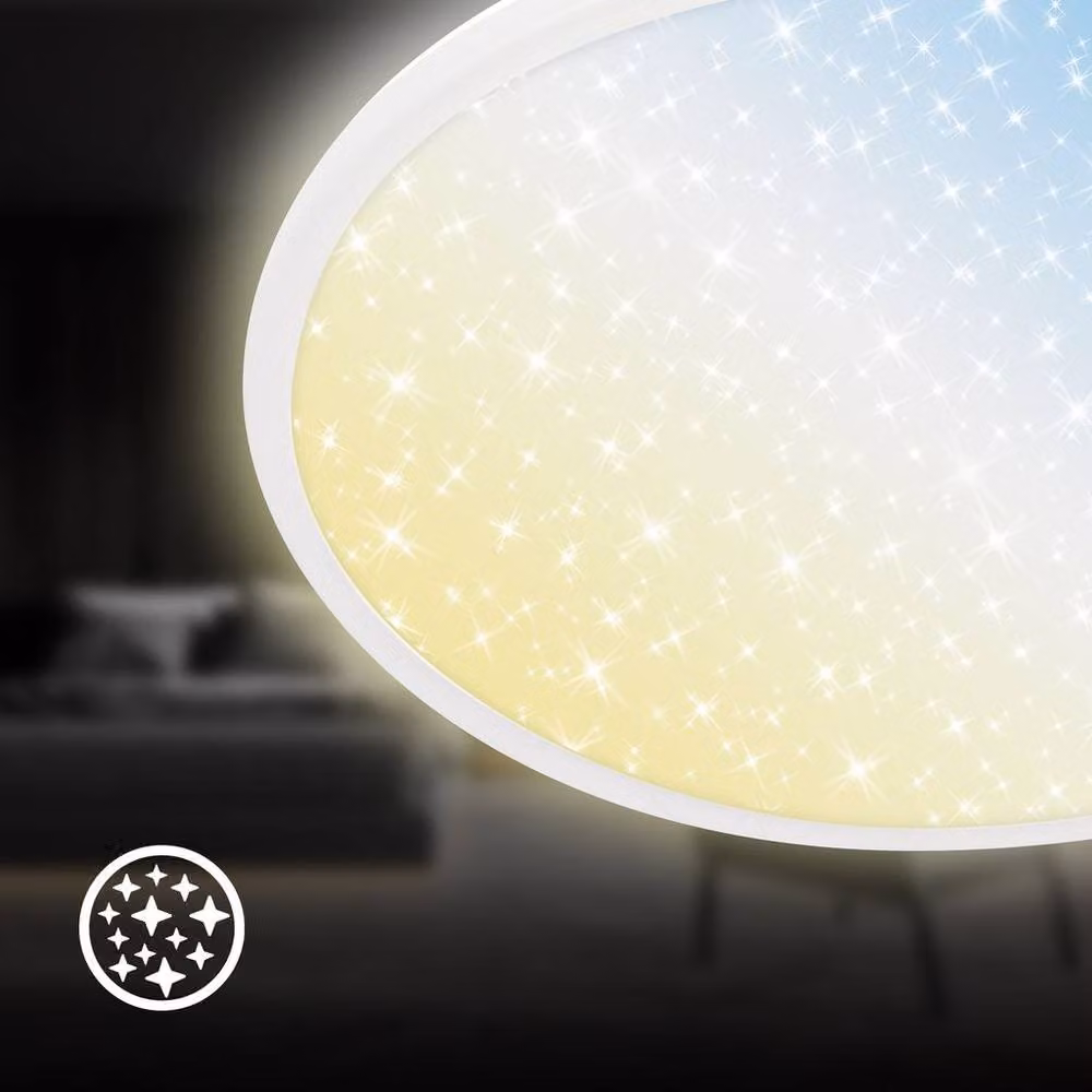 Briloner White LED Ceiling Panel with Remote Control, Dimmable Starry Sky Effect, CCT Warm to Cold White, W/D/H: 37.5 x 37.5 x 4.5 cm – 6