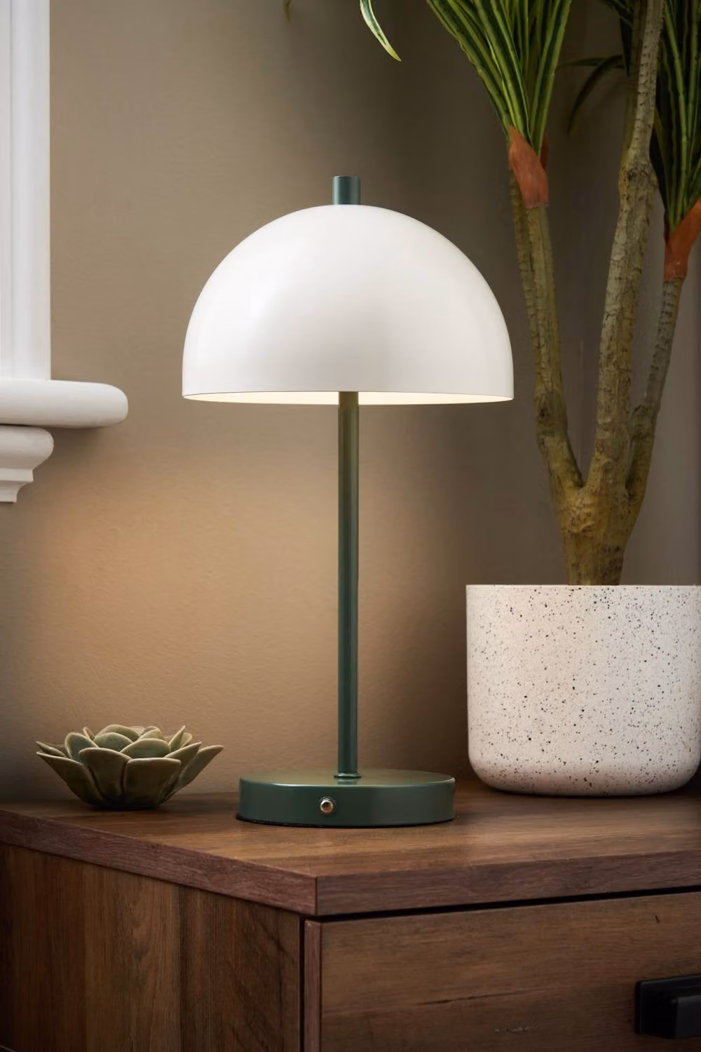 BHS Lighting Alesia Rechargeable Mushroom Table Lamp in Green with Dimmable LED and Touch Control – 2