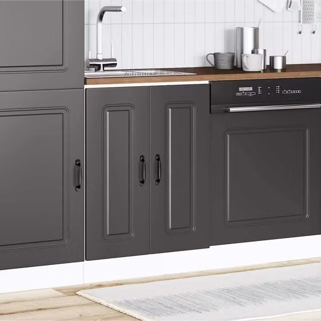Berkfield Home Kalmar Black Sink Base Cabinet W: 60 cm, D: 46 cm, H: 81.5 cm