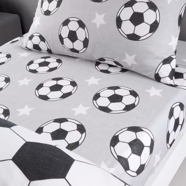 Catherine Lansfield Football Stars Brushed Cotton Flannelette Fitted Sheet Grey W/D/H: 140 x 200 cm – 1
