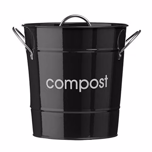 Orsina Compact Steel Compost Bin with Removable Inner Bucket and Flip Lid in Black – 1