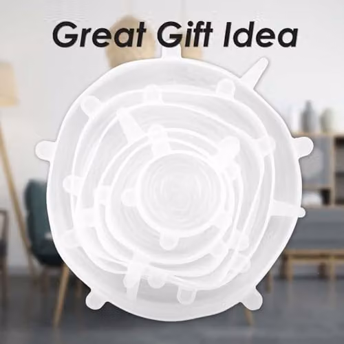 VFM e-Store Silicone Reusable Stretchable Lids, White, W/D: 19.5 x 19.5 cm – 2