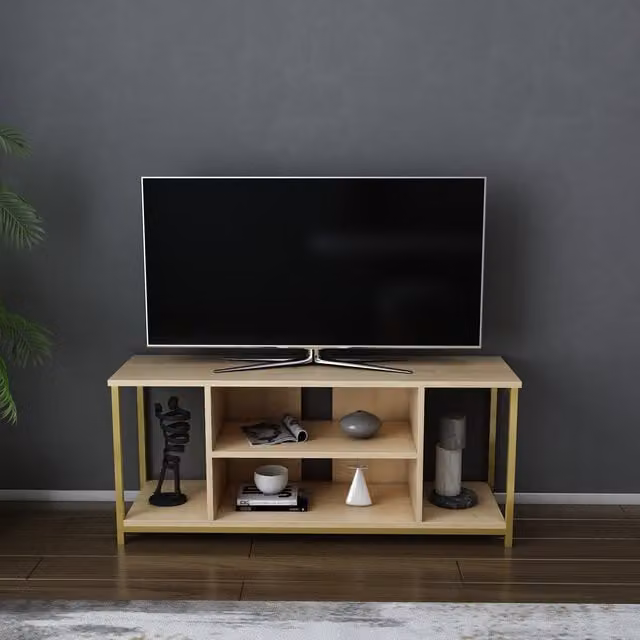 Rinaldo Modern TV Unit in Gold and Brown