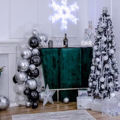 The Christmas Workshop 6ft Slimline Black Artificial Christmas Tree with Metal Stand – 5