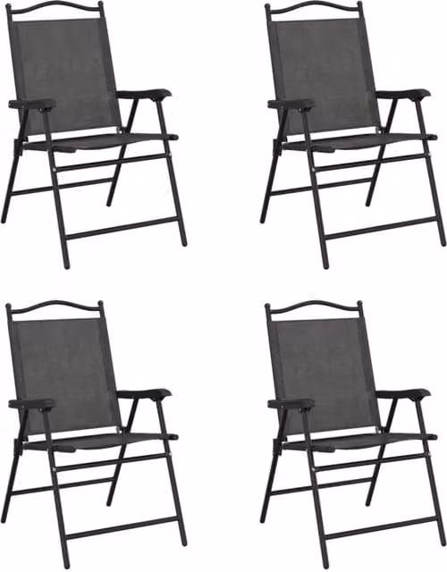 Berkfield Home Set of 4 Folding Garden Chairs in Melange Grey Steel and Textilene