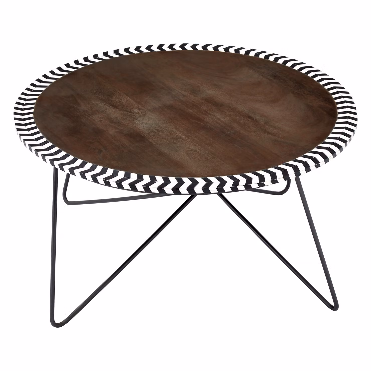 Orsina Round Acacia Wood Coffee Table in Brown and Black, W/D/H: 90 x 48 x 48 cm – 2