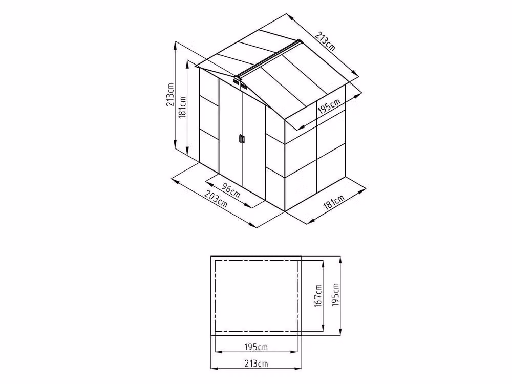 Vente-unique Metal Garden Shed in Grey Wood Effect Galvanised Steel with Double Doors and Window, 4.15 m2 – 3