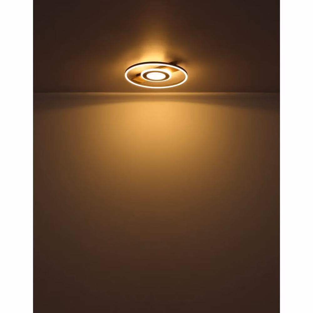 Globo Lighting Pikara LED Ceiling Light with Wood Effect and Crystals in Brown, Diameter: 40.5 cm – 6