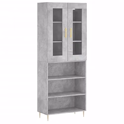 vidaXL Modern Highboard in Concrete Grey, W/D/H: 69.5 x 34 x 180 cm – 1