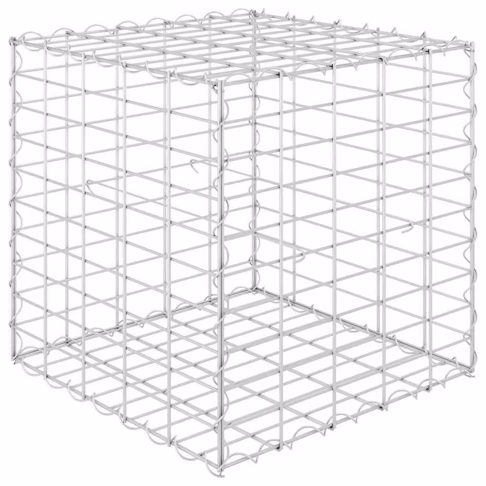 Berkfield Home Durable Cube Gabion Raised Bed in Silver Steel Wire, W/D/H: 50 x 50 x 50 cm – 2