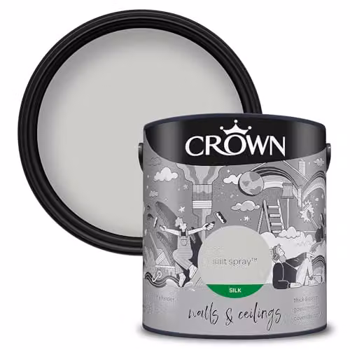 Crown Walls & Ceilings Grey Satin Gloss Emulsion Paint, 2.5L