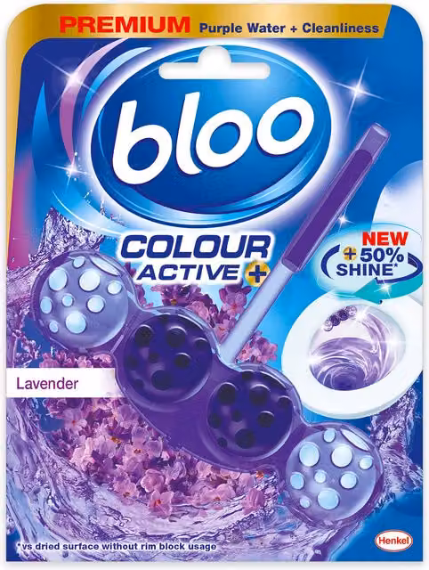 Bloo Colour Active Toilet Rim Block Lavender 50g Purple