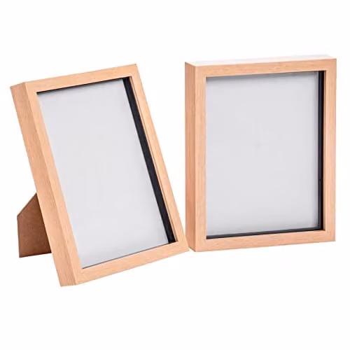 Nicola Spring Modern Rectangular 3D Shadow Box Photo Frames, Pack of 2, Black or Brown, W/D/H: 20.32 x 27.5 x 3.5 cm