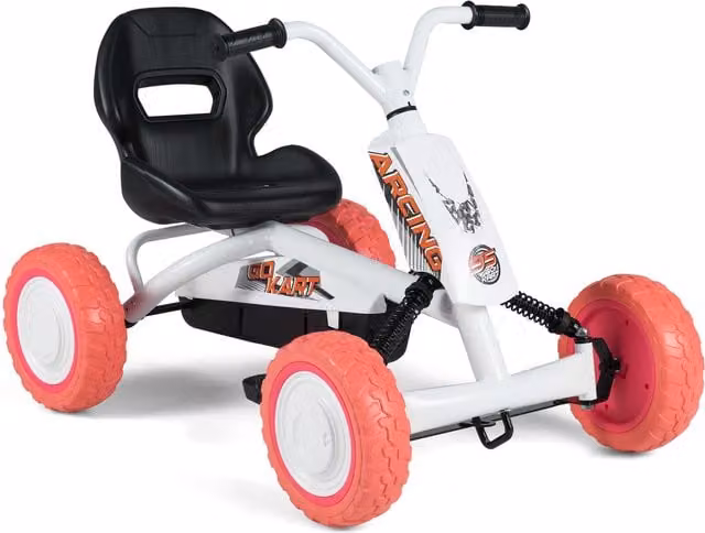 Costway Height Adjustable 4 Wheel Outdoor Ride on Toy Pedal Vehicle in White and Multicolour