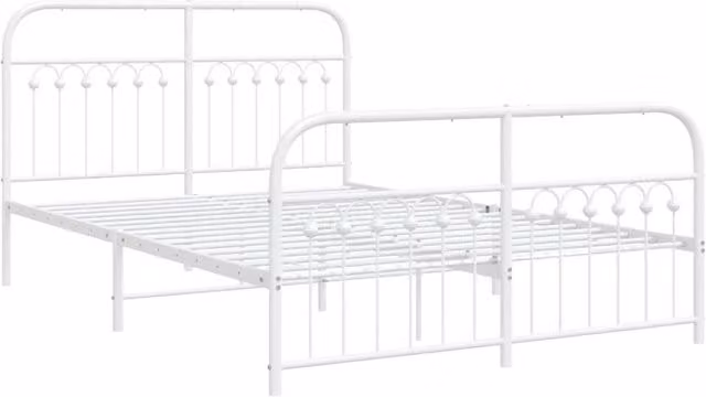 Berkfield Home Metal Bed Frame with Footboard, White, W: 140 cm x D: 200 cm