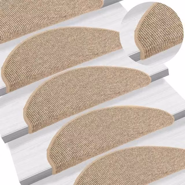Berkfield Home Self-adhesive Stair Mats, 15 Pieces, Dark Beige, W/D/H: 65 x 21 x 4 cm