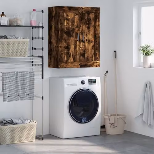 vidaXL Wall Mounted Cabinet in Brown Smoked Oak, W/D/H: 69.5 x 34 x 90 cm – 2