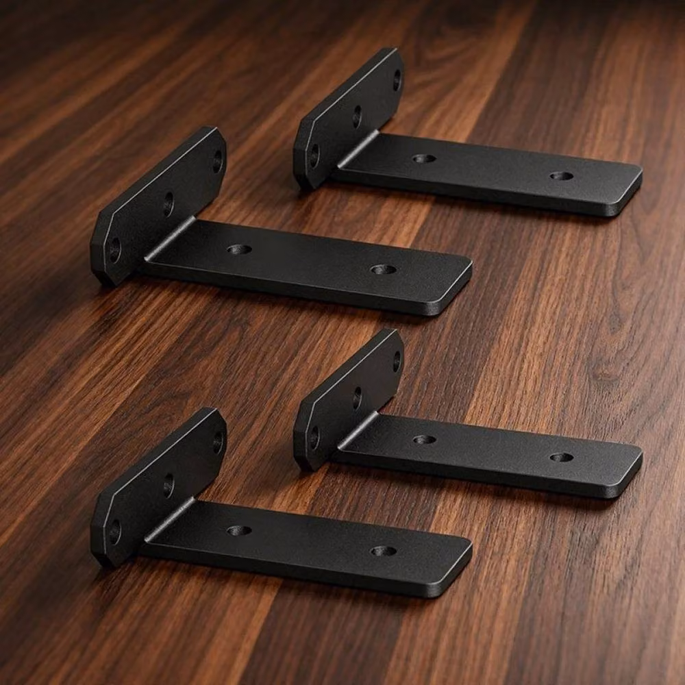 EONLION 4-Piece Black Cast Iron Floating Shelf Brackets, 20 cm – 3