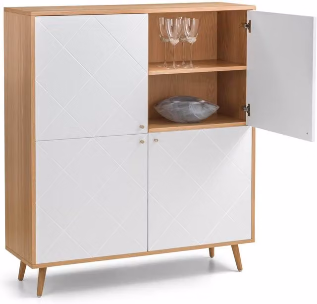 Cheshire Premium Morven 4 Door Freestanding Cabinet in White and Oak
