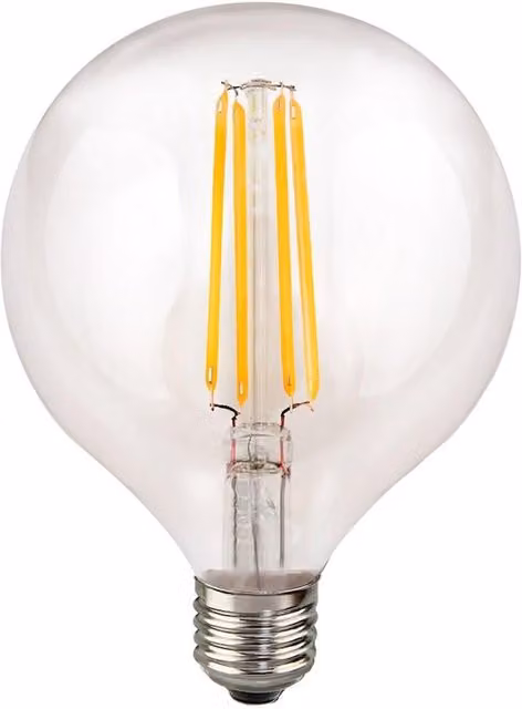 Harper Living 8W G125 E27 LED Globe Bulb, Warm White, Transparent Glass, Dimmable
