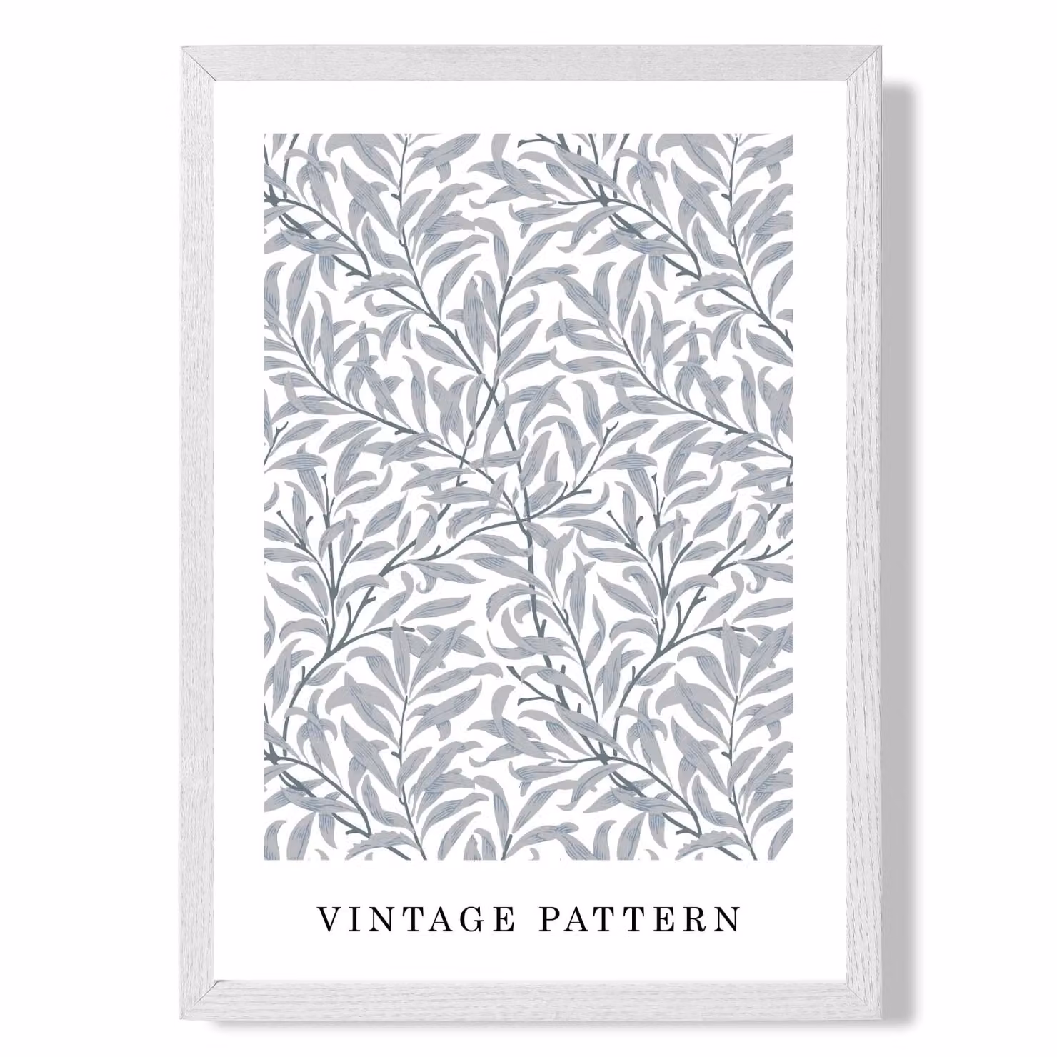 ARTZE Vintage William Morris Grey Willow Floral Art Print with White Frame, A2 – 2