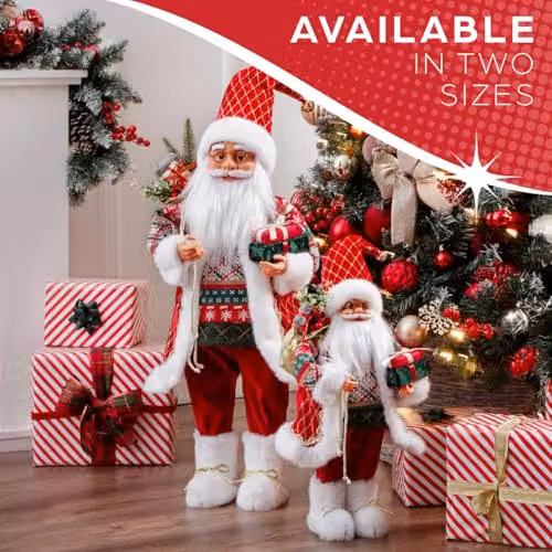 The Christmas Workshop Large Standing Santa Claus Figure in Red, White and Multicolour – 5