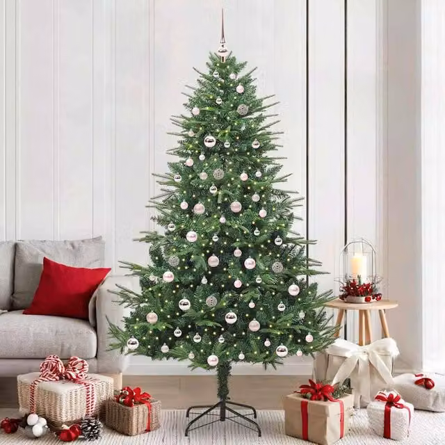 Berkfield Home Pre-lit Artificial Christmas Tree with Ball Set, Green, Height: 210 cm