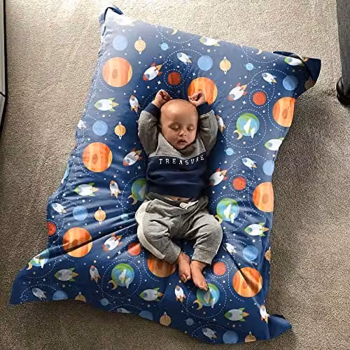 rucomfy Outer Space Junior Squarbie Bean Bag, Blue and Multicolour, W: 125 cm x D: 100 cm – 3