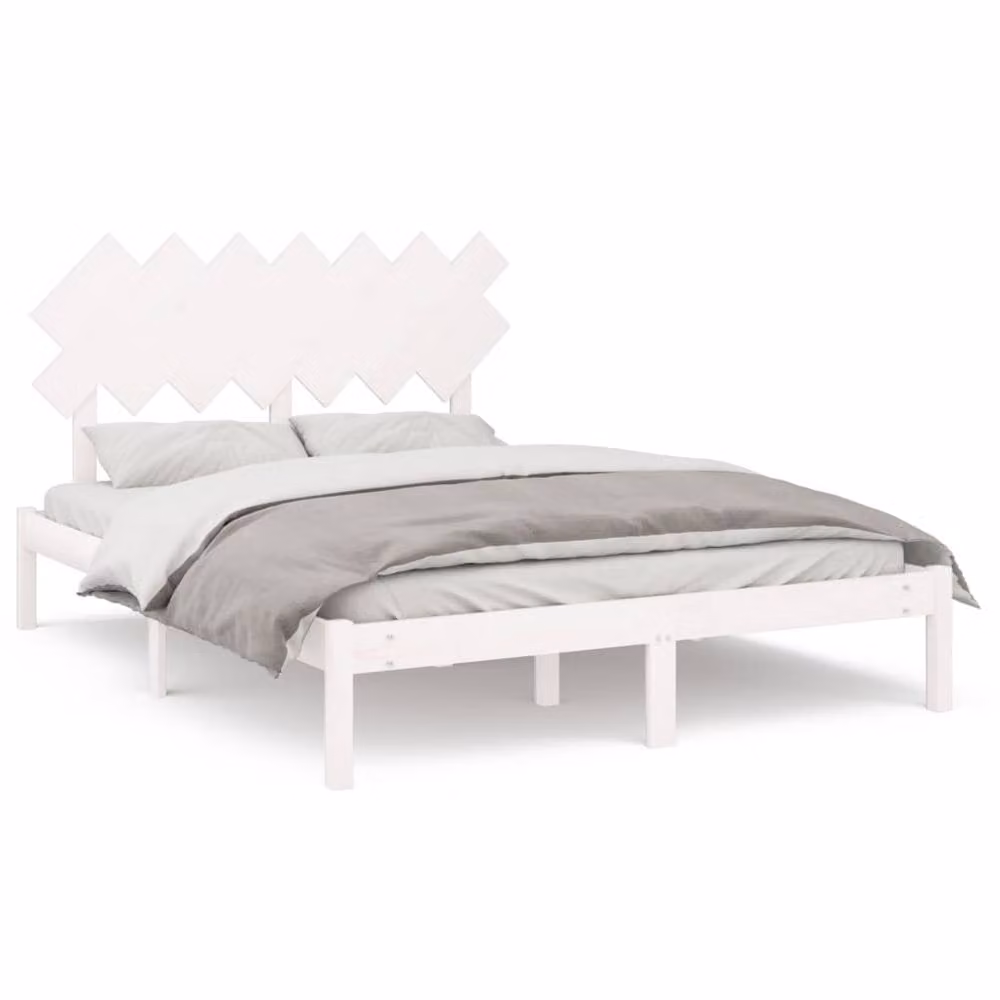 Berkfield Home Modern White Solid Pine Wood Bed Frame W/D/H: 140 x 200 cm – 2