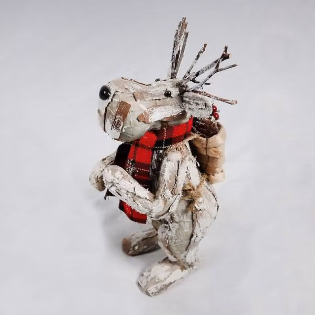 Shatchi Christmas Tabletop Decoration, White and Silver Standing Deer with Pines and Berries, Height: 34 cm