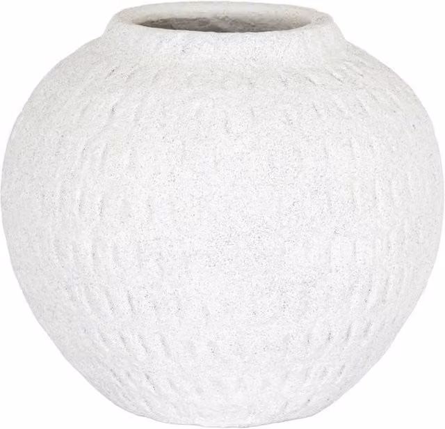 Lemon Pavilion Furniture and Decor White Ceramic Round Tabletop Vase, W19 x D19 x H16 cm