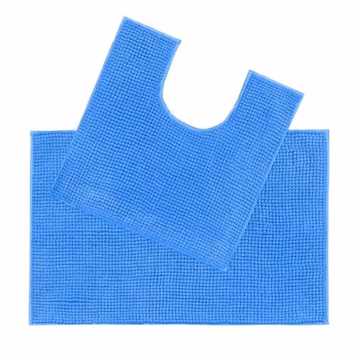 Allure Bath Fashions Allure Chenille Bobble Two Piece Bath and Toilet Mat Set, Blue