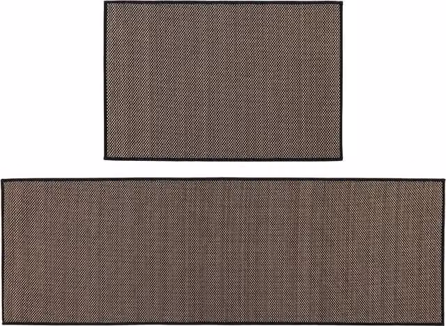 JVL Antarra Machine Washable Non-Slip Doormat and Runner Set, Brown
