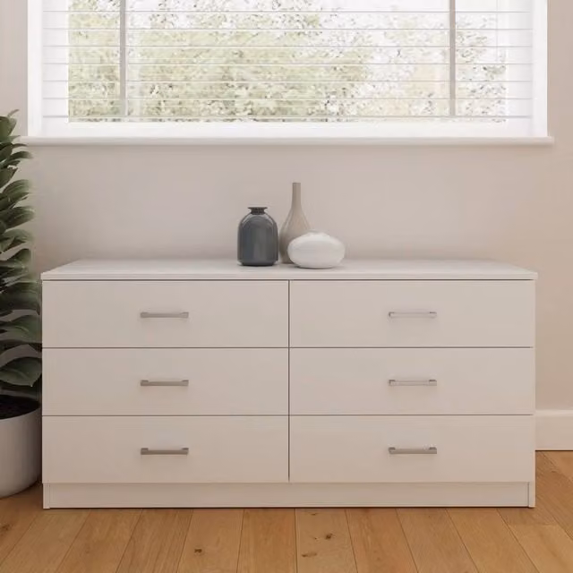 FORGEVIO 6-Drawer Double Column Storage Cabinet, White Matt Chest of Drawers – 1