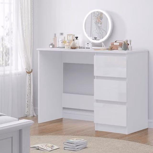FWStyle Scandinavian Design 3 Drawer Dressing Table in White Gloss