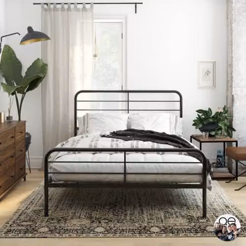 DHP Furniture Millie Industrial Metal Bed in Black, W/D/H: 180 x 200 cm – 3