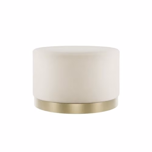 Lemon Pavilion Furniture Lara Velvet Upholstered Pouffe in Cream and Gold, W: 60.5 cm, D: 60.5 cm, H: 35.5 cm – 1