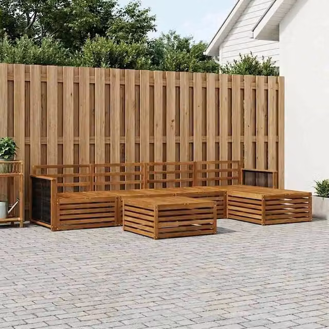 Berkfield Home 6-Piece Outdoor Sofa Set in Brown Solid Acacia Wood – 1