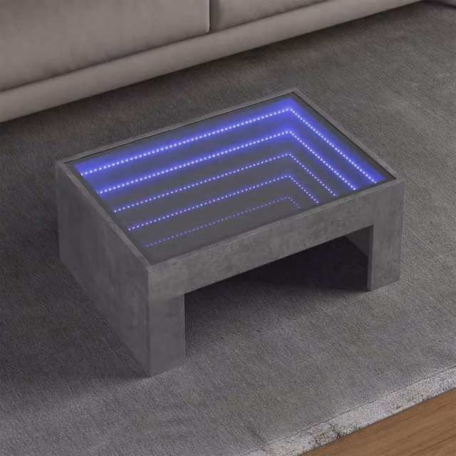 Berkfield Home Infinity LED Coffee Table in Concrete Grey, W/D/H: 70 x 50 x 30 cm – 1
