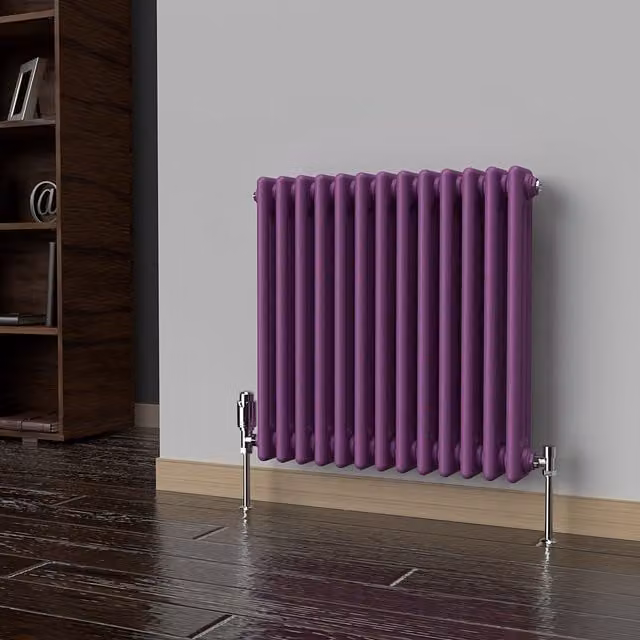 Lux Heat Horizontal Column Radiator in Pretty Plum Purple, 3 Column, W: 60.5 cm, H: 60 cm