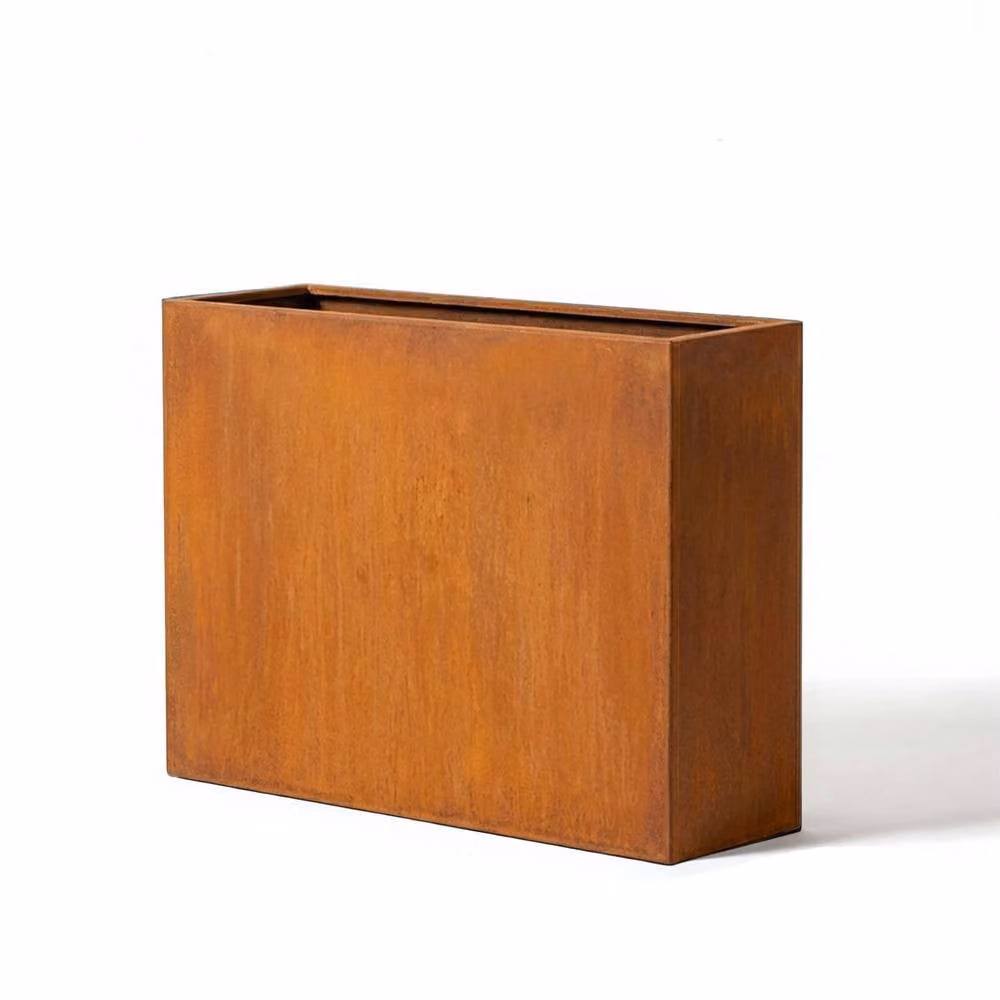 Nicoman Metal Trough Planter in Orange and Brown, Galvanised Steel, W/D/H: 90 x 30 x 82 cm – 4