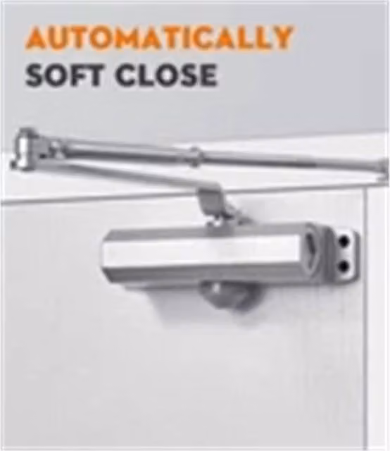Nordara 10-Piece Fire Rated Aluminium Overhead Door Closer in Silver, W: 1000 mm, D: 400 mm