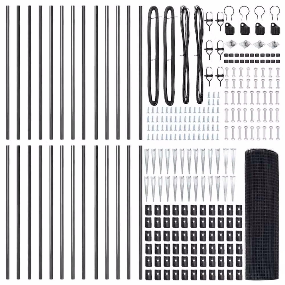 Berkfield Home Modern Welded Wire Fence with 13 Spike Posts, Grey Powder-Coated Steel, W: 0.8 m, L: 50 m – 4