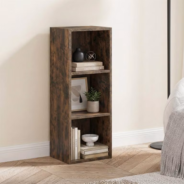 DHS Modern Cube Storage Unit with Back Panel, 3-Shelf Freestanding Bookshelf