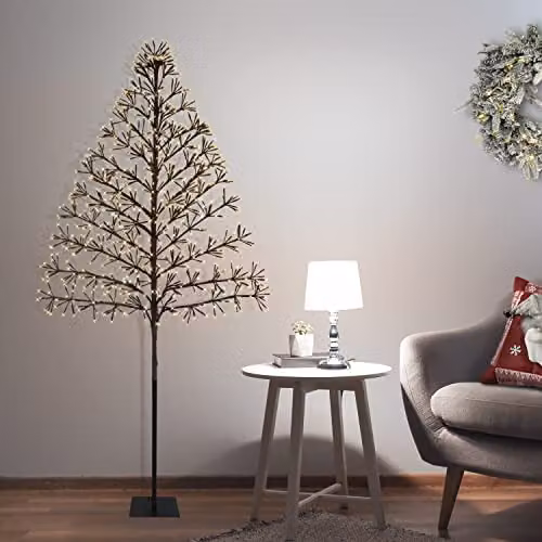 The Christmas Workshop 72999 Light-Up Starburst Christmas Tree with Warm White LEDs, Brown and White Metal Design for Indoor or Outdoor Use – 3