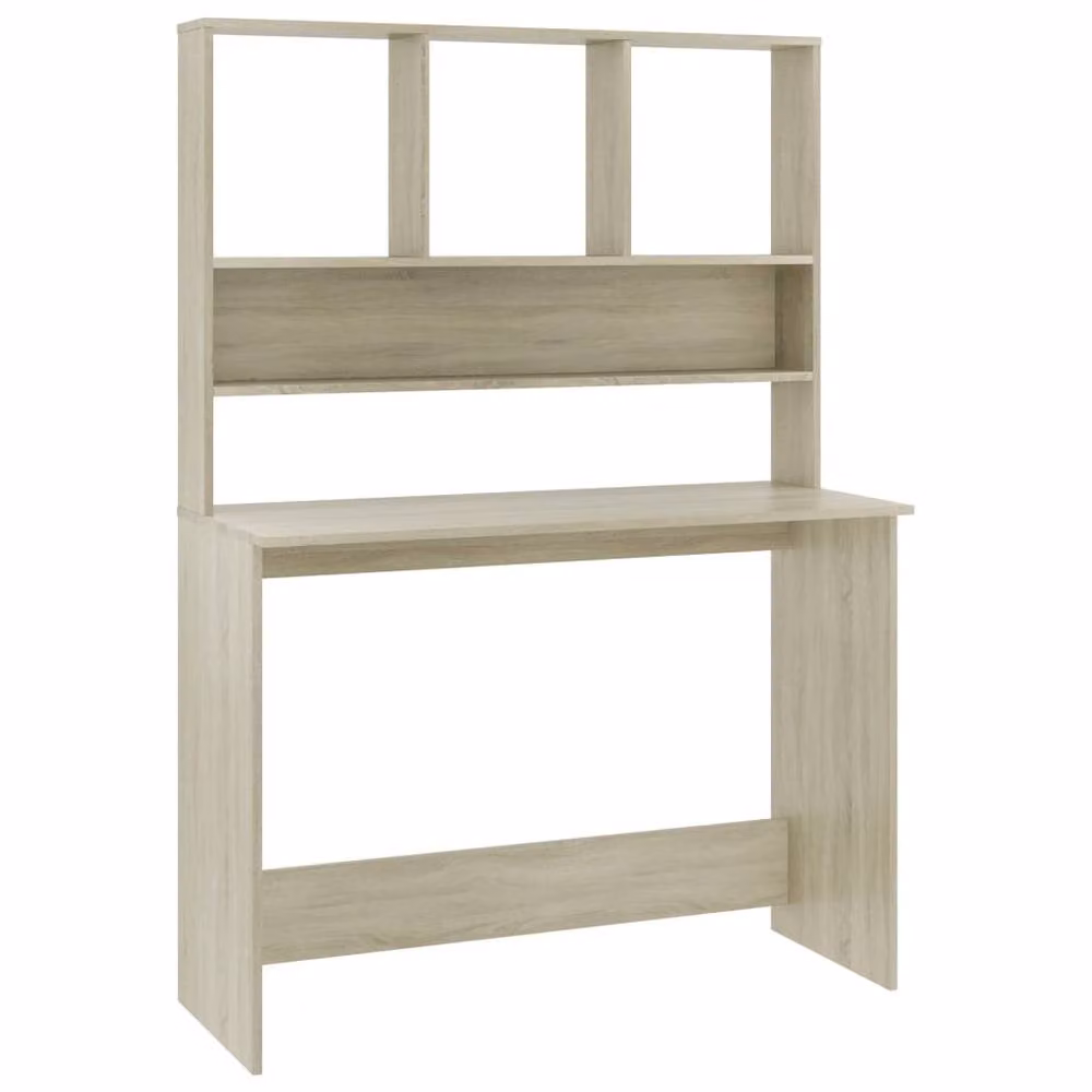 Berkfield Home Modern Writing Desk with Shelf in Sonoma Oak and Brown, W/D/H: 110 x 45 x 157 cm – 2