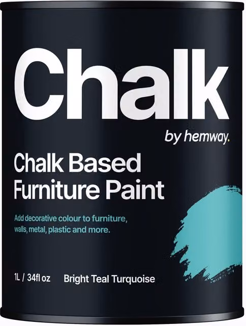 Hemway Chalk Based Furniture Paint in Bright Teal Turquoise, Flat Matt, 1L