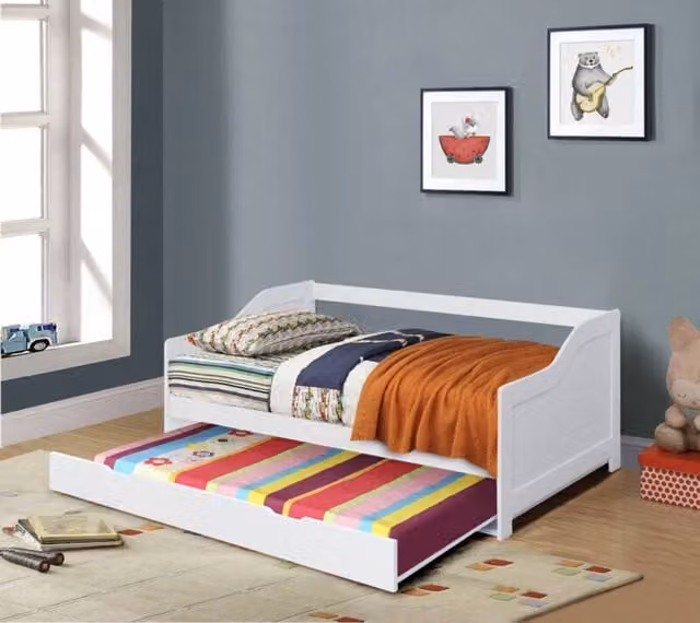 Comfy Living Ltd Single Solid Wood Trundle Bed with Drawers in White