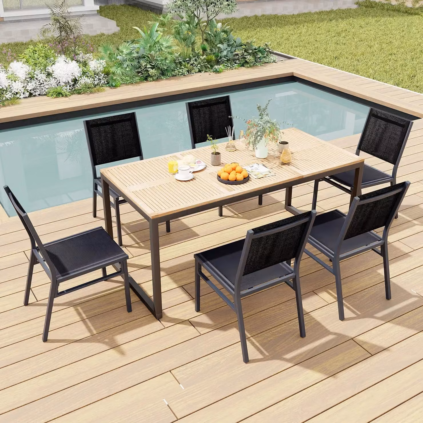 Costway Modern Black Metal Outdoor Armless Dining Chairs for Patio and Terrace – 5