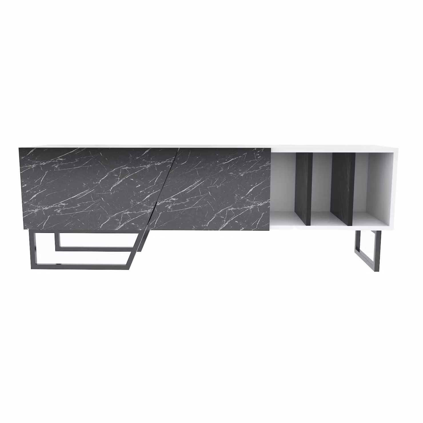 Decorotika Linossa Industrial TV Unit for TVs up to 60 inch in White, Black and Multicolour Marble Effect – 2